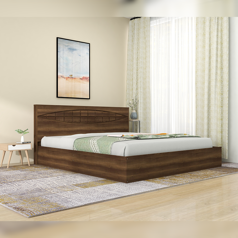 Muses Solidwood Headbord With Box Storage - Queen Bed